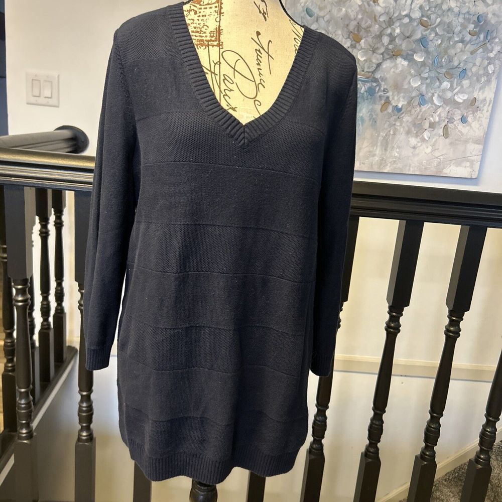 Tommy Hilfiger Womens Sweater V-neck Pullover Long Sleeve Navy‎ Lg